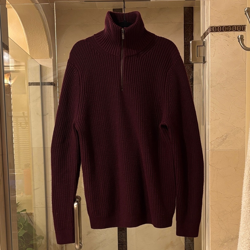 Men's Burgundy Half-Zip Sweater
